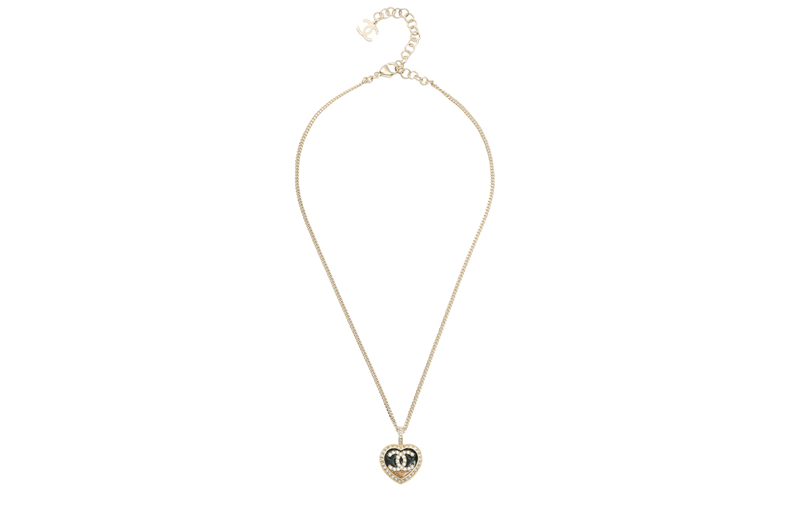 (Women) 【23B New】 CHANEL Double C Black Gold Heart-Shaped Rhinestone Necklace Gold ABB650-B14145-NR576 圖 4