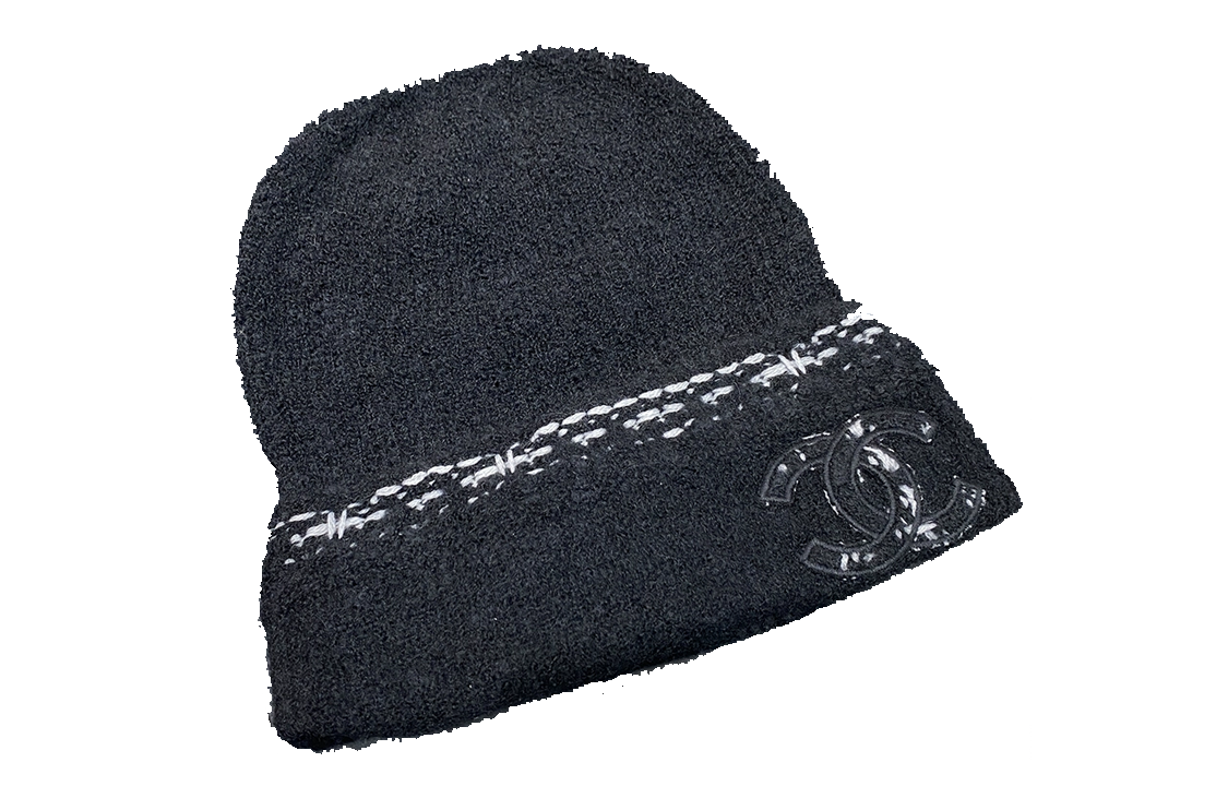 Order (W) [23B Baru] CHANEL Topi Beanie Cashmere Logo Double C Hitam AA9323-B13710-NQ448