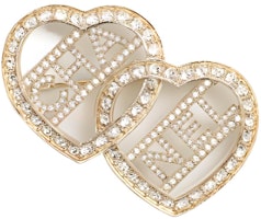 (Women) 【23B New】 CHANEL Heart-Shaped Brooch with Letter Logo for Women - Gold ABB657-B14145-NR577 (Women) 【23B New】 CHANEL Heart-Shaped Brooch with Letter Logo for Women - Gold ABB657-B14145-NR577
