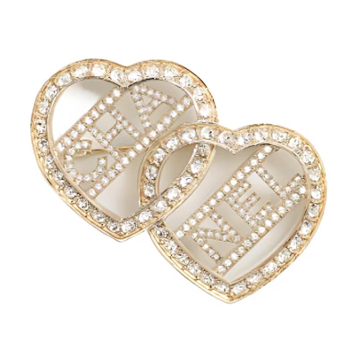 (Women) 【23B New】 CHANEL Heart-Shaped Brooch with Letter Logo for Women - Gold ABB657-B14145-NR577