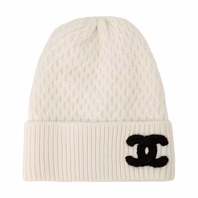 (Women) 【23B New】 CHANEL Logo Knit Beanie White. AA9338-B13721-10800