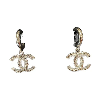 (Women) 【23B New】CHANEL CC Classic Double-C Logo Gold Metal Earrings for Women ABB750-B10484-NN009