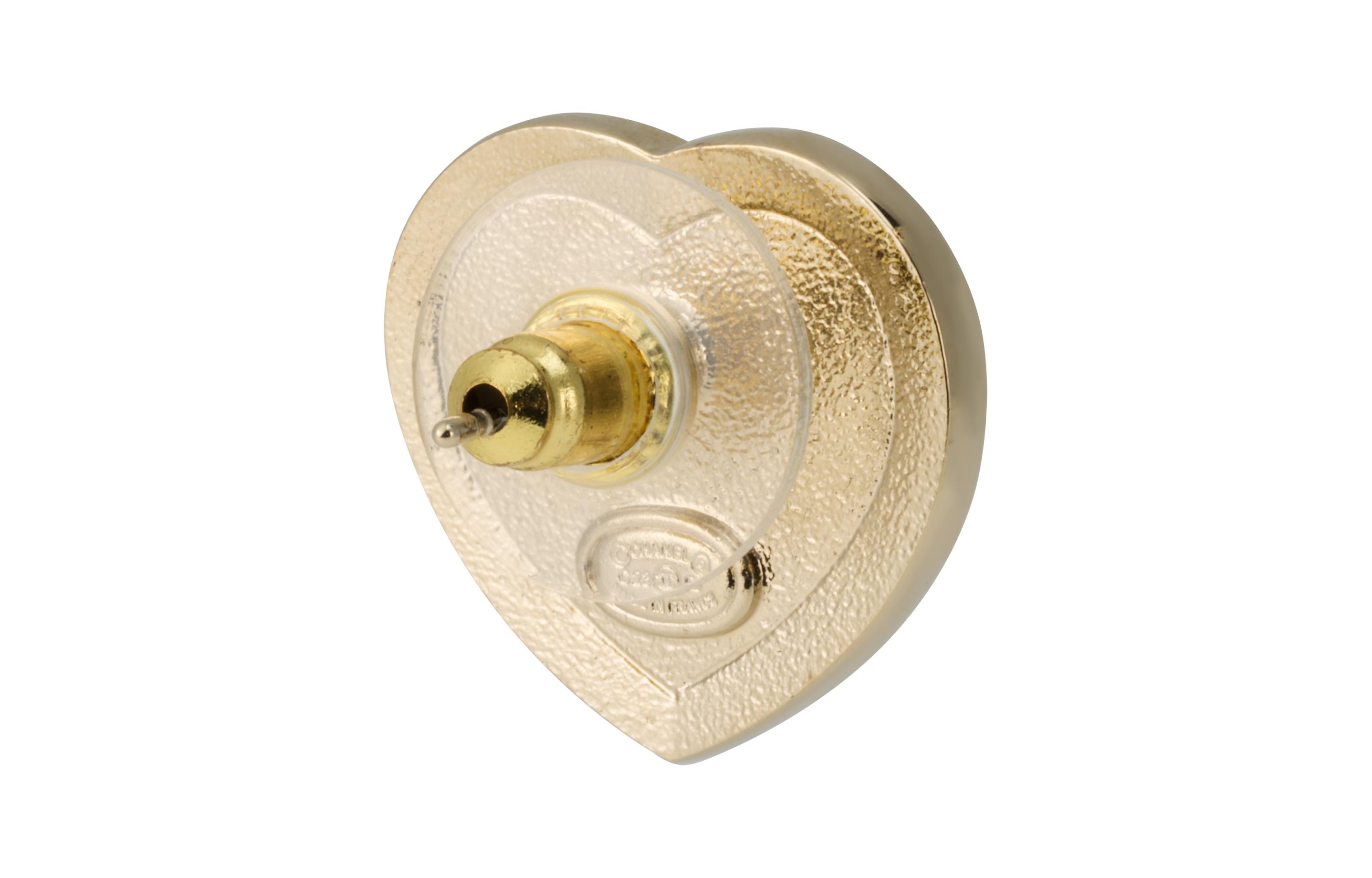 (Women) 【23B New】CHANEL Classic Double C Heart Rhinestone Metal Earrings Black Gold ABB664-B14145-NR576 圖 5