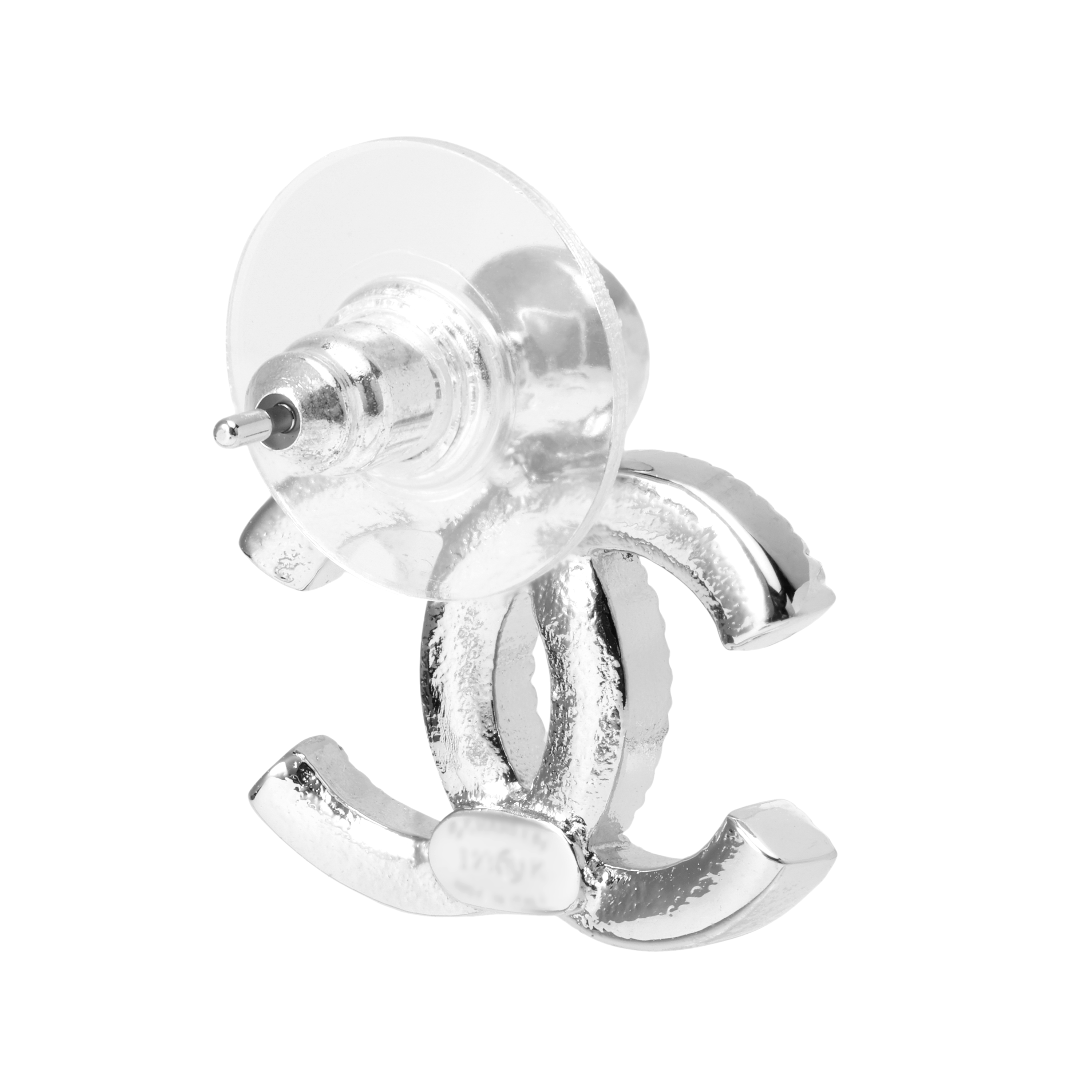 (Women) [23K] CHANEL Classic Double C Logo Rhinestone Pendant Metal Earrings Silver ABC163-B14705-NS703 圖 5