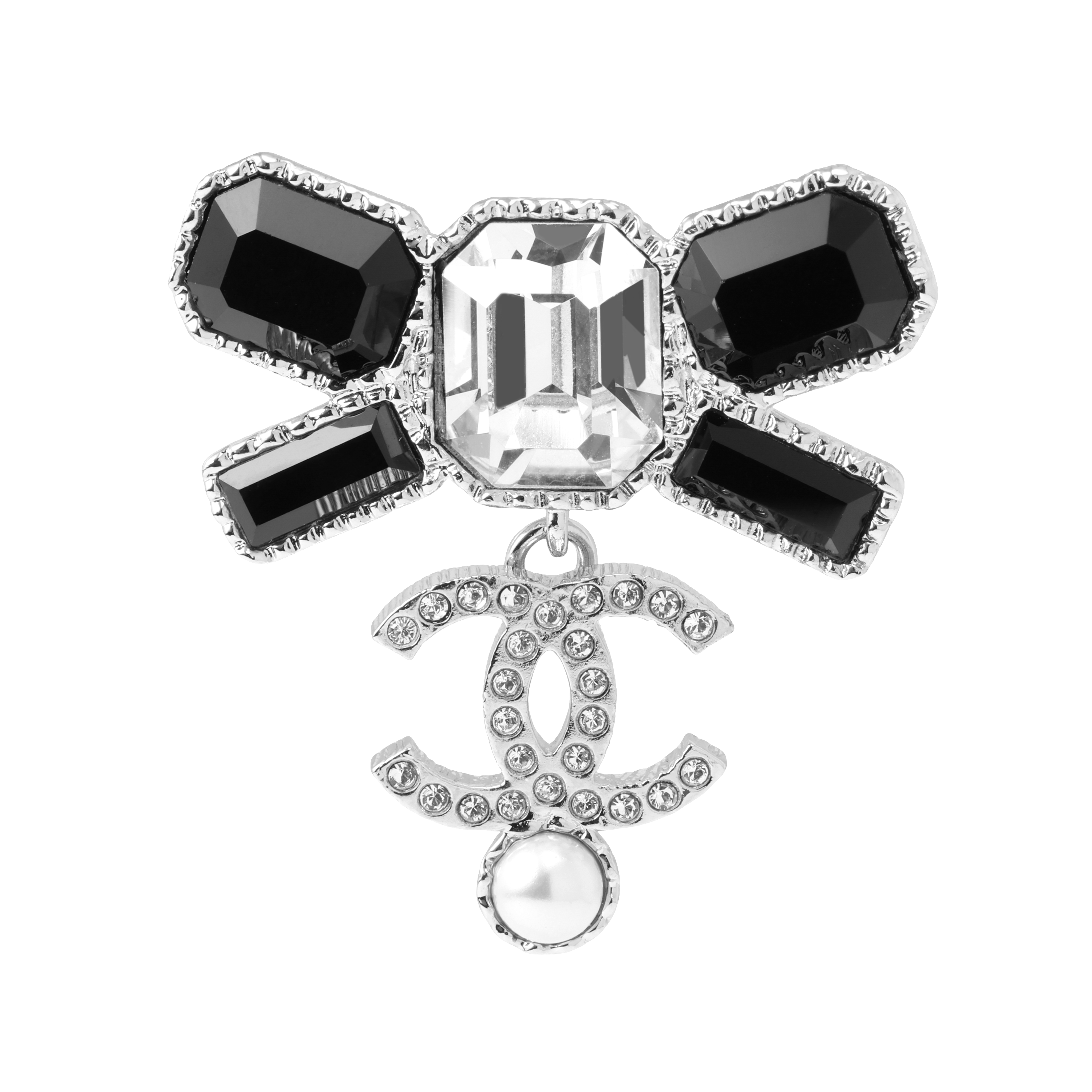 (Women) 【23K】 CHANEL Classic Double C Pendant Earrings Black Silver Rhinestone Bow ABB993-B14556-NS395 圖 3