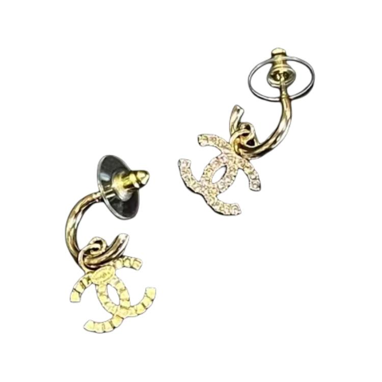 (Women) 【24A】 CHANEL Double C Gold Metal Earrings for Women - Elegant & Chic ABD933-B17499-NZE29