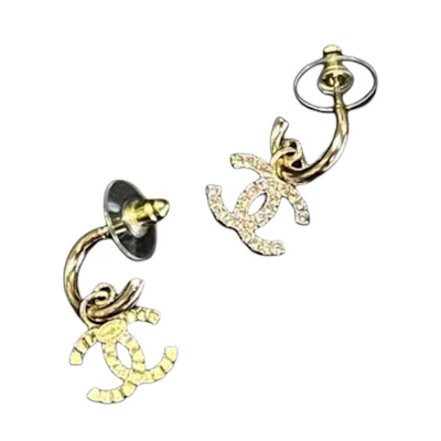 (Women) 【24A】 CHANEL Double C Gold Metal Earrings for Women - Elegant & Chic ABD933-B17499-NZE29