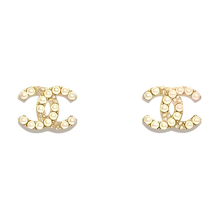 (Women) 【24A New】 CHANEL Gold Metal Logo Earrings for Women ABD722-B17215-NZ743