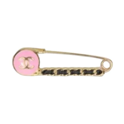 (Women) 【24A New】 CHANEL Pink Double C Brooch Pin for Women - Pink/Gold ABE047 B17342 NZC37