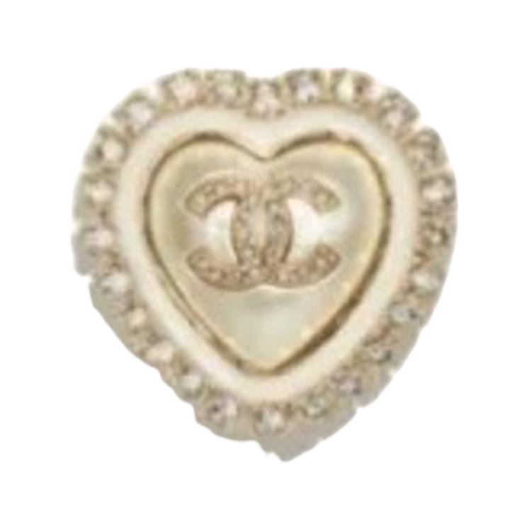(Women) 【24A New】 CHANEL White Double C Pearl Heart Brooch for Women. ABD916 B17550 NZE20