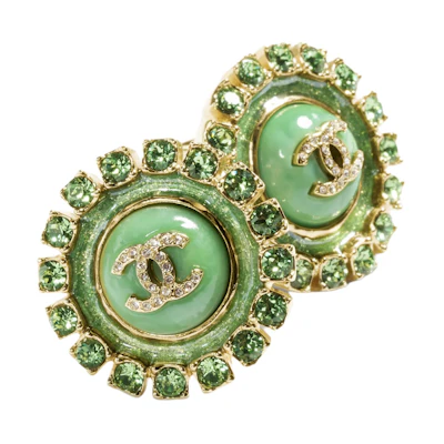 (Women) 【24A New】CHANEL Green Floral Metal Earrings for Women ABD927-B17496-NZE26
