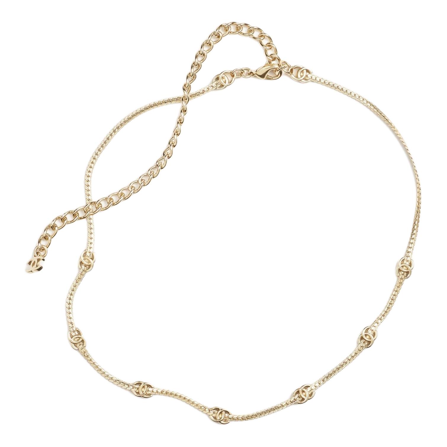 (Women) 【24B】 CHANEL  Gold Metallic Necklace with Solid Color Design Gold ABE254-B18058-NZS80