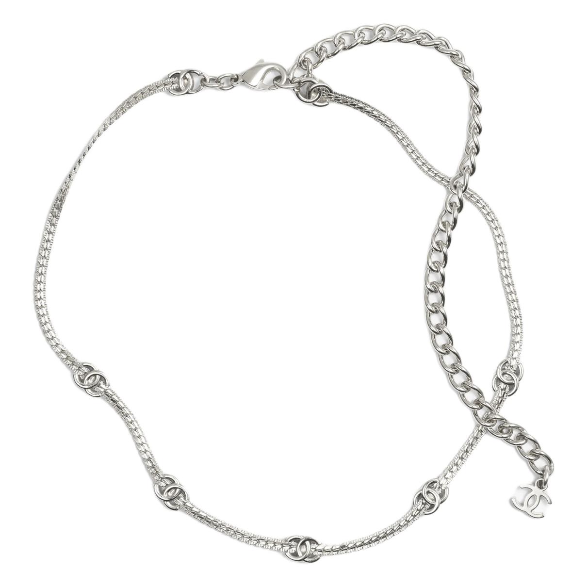 (Women) [24B] CHANEL Classic Double C Logo Silver Metal Necklace for Women ABE255-B18058-NZS81