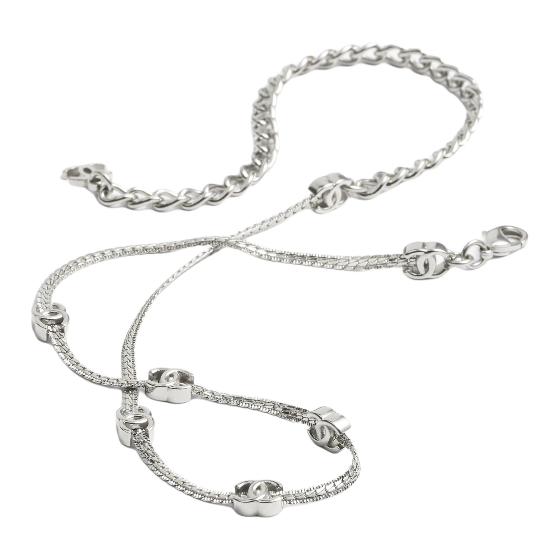 (Women) [24B] CHANEL Classic Double C Logo Silver Metal Necklace for Women ABE255-B18058-NZS81 圖 3