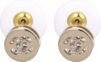 (Women) 【24B】 CHANEL Double C Heart Design Rhinestone Earrings Gold ABE107 B17803 NZL31 (Women) 【24B】 CHANEL Double C Heart Design Rhinestone Earrings Gold ABE107 B17803 NZL31