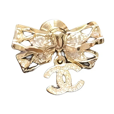 (Women) 【24B New】 CHANEL Double C Bow Brooch - Gold Edition ABD506-B16786-NY394