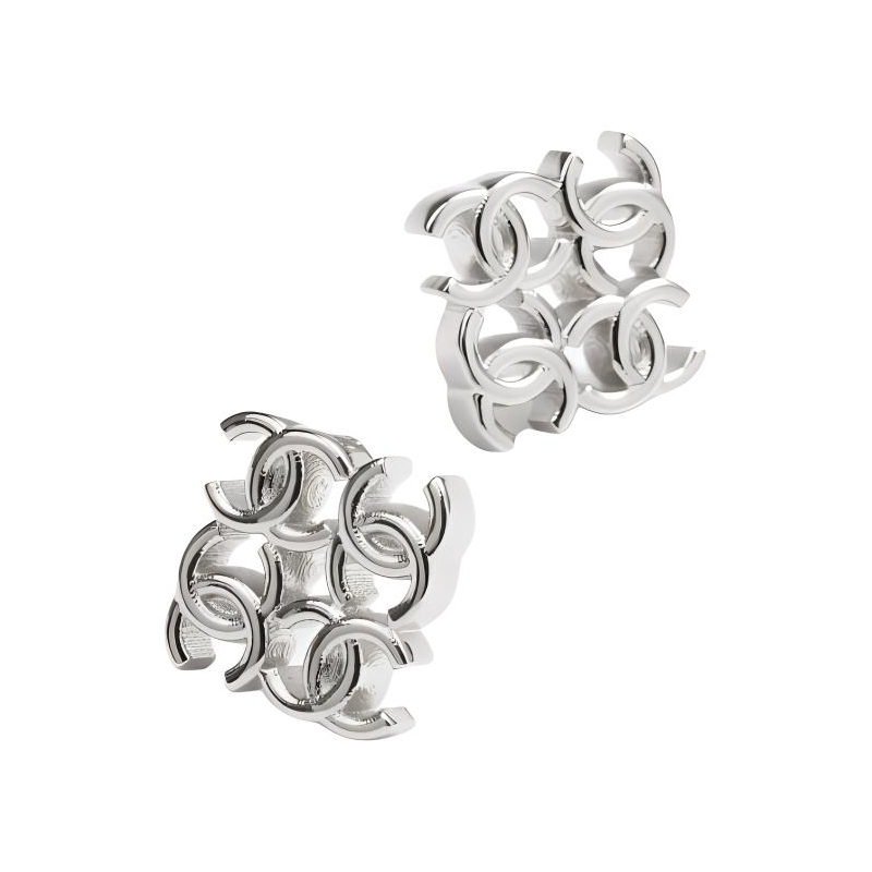 (Women) 【24B New】 CHANEL Elegant Double C Metal Earrings Women’s Silver ABE270 B18058 NZS81 圖 2