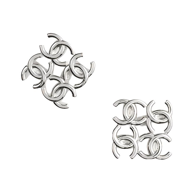 (Women) 【24B New】 CHANEL Elegant Double C Metal Earrings Women’s Silver ABE270 B18058 NZS81 圖 3