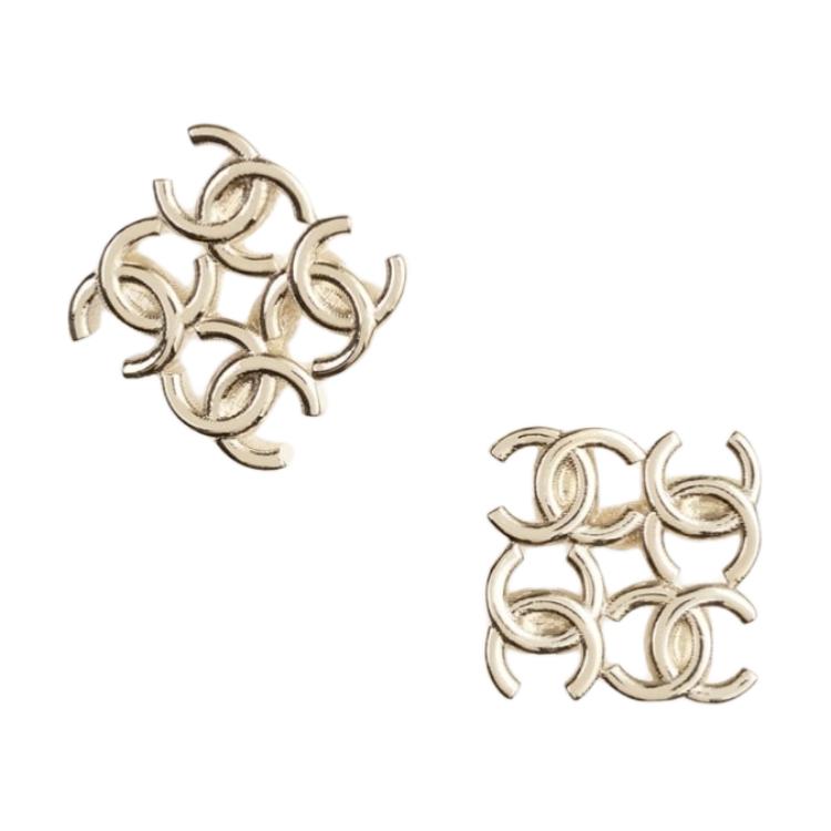 (Women) 【24B New】 CHANEL Gold Metal Hollow Design Earrings for Women ABE270-B18058-NZS80