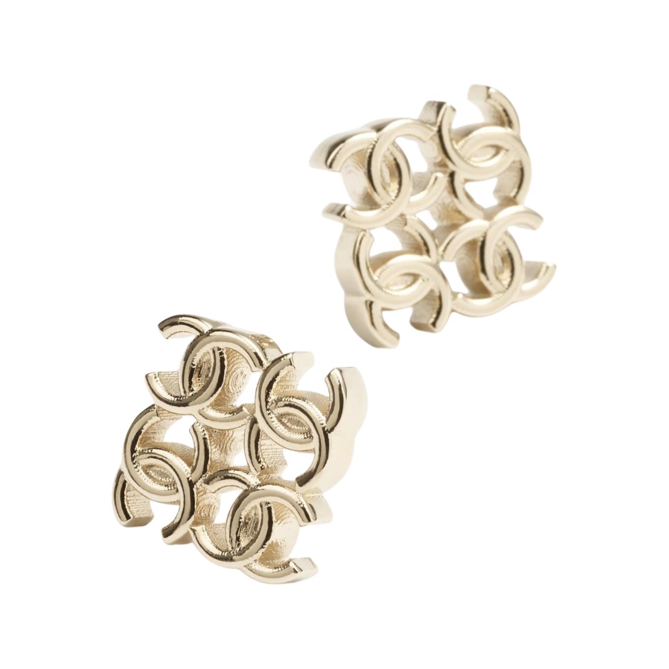 Lookbook (Women) 【24B New】 CHANEL Gold Metal Hollow Design Earrings for Women ABE270-B18058-NZS80