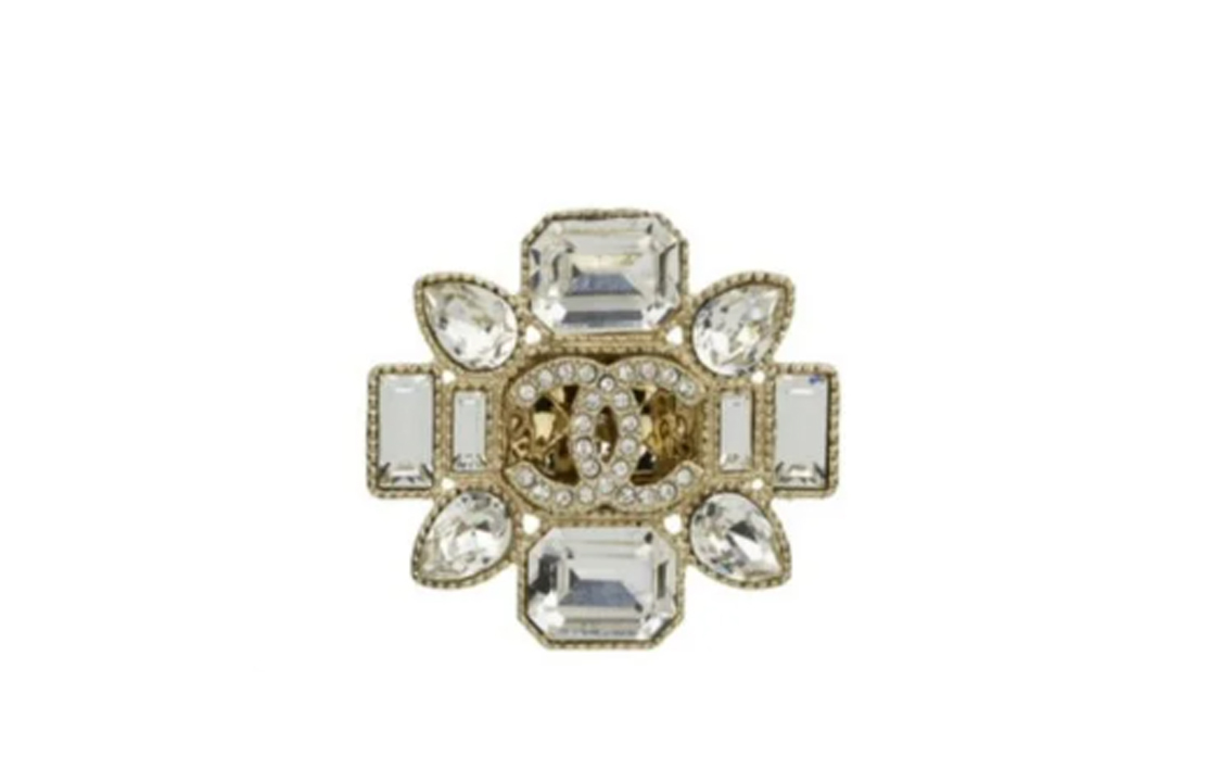 (Women) 【24C New】 CHANEL  Hexagonal Sparkling Diamond Brooch - Gold AB-24C-009