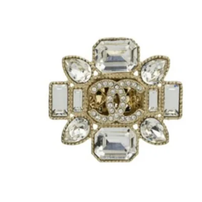 (Women) 【24C New】 CHANEL Hexagonal Sparkling Diamond Brooch - Gold AB-24C-009