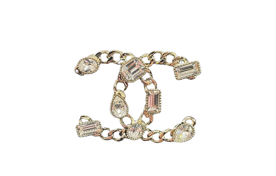 (Women) [24C New] CHANEL Classic Logo High-End Rhinestone Brooch Gold for Women ABC589-B15249-NU068 圖 2