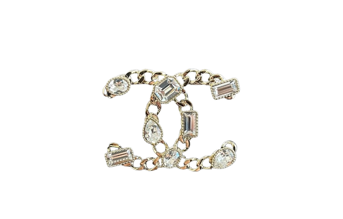 (Women) [24C New] CHANEL Classic Logo High-End Rhinestone Brooch Gold for Women ABC589-B15249-NU068 圖 4