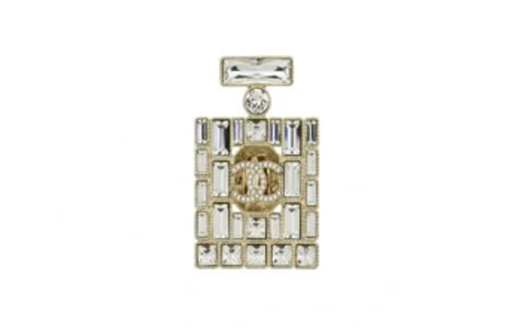 (Women) 【24C New】 CHANEL Perfume Bottle Gold Brooch with Sparkling Crystals for Women. AB-24C-012 圖 2