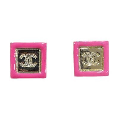 (Women) 【24C New】CHANEL Classic Double C Earrings Pink Edge for Women - Pink ABC377-B15333-NU358
