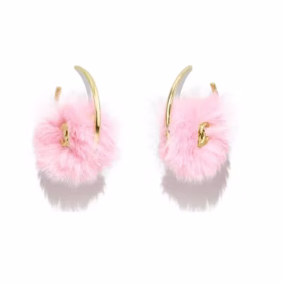 (Women) 【24C New】CHANEL Pink Fluffy Gold Hoop Earrings for Women AB-24C-046
