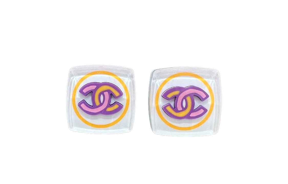 (Women) 【24C New】CHANEL Square Stud Earrings Pink Gold Trim White/Pink ABC833-B15438-NU593 圖 2