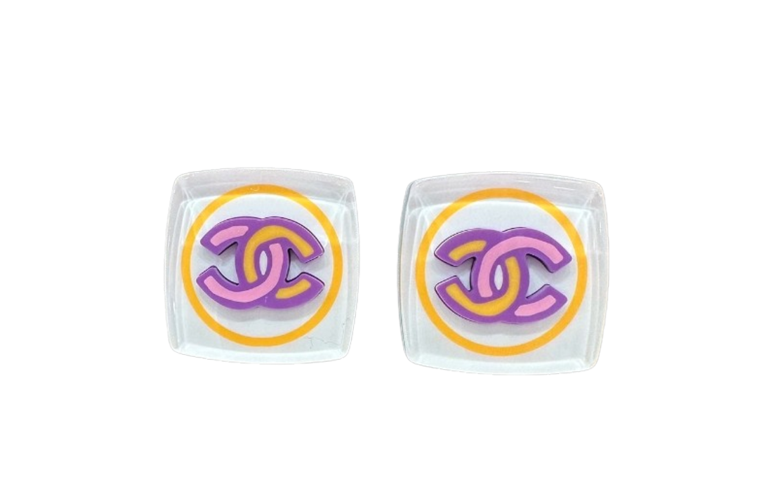 (Women) 【24C New】CHANEL Square Stud Earrings Pink Gold Trim White/Pink ABC833-B15438-NU593 圖 3