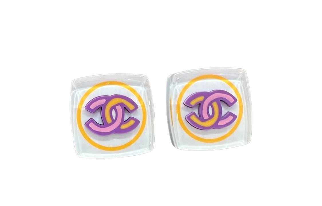 (Women) 【24C New】CHANEL Square Stud Earrings Pink Gold Trim White/Pink ABC833-B15438-NU593 圖 4