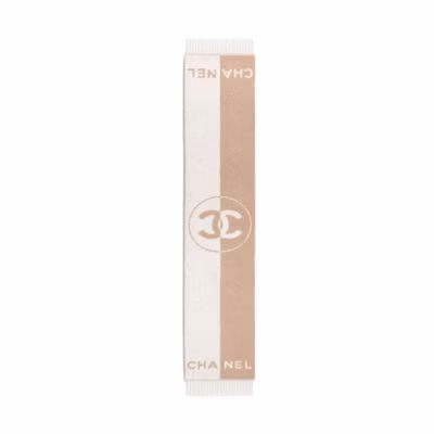 (Women) 【24K New】 CHANEL Wool Scarf Beige/White with Logo Two-Tone Design AAA494B18269NZY24