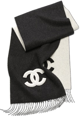 (W) 【24K新品】シャネル タッセル装飾 ニットスカーフ ブラック/ホワイト AAA557B18377NZZE6 Order (W) 【24K新品】シャネル タッセル装飾 ニットスカーフ ブラック/ホワイト AAA557B18377NZZE6
