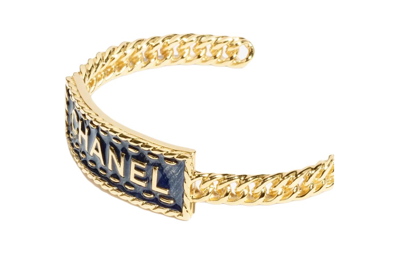 Lookbook (W) [24P Baru] Gelang CHANEL - Desain Pelat Nama Huruf Emas ABC722-B15375-NU456