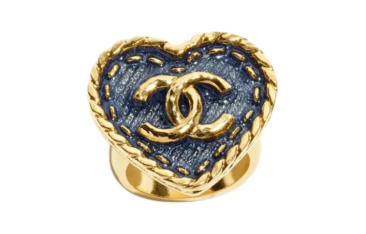 Order (W) 【24P Baru】 Cincin Hati Denim CHANEL - Edisi Emas ABC745-B15375-NU456