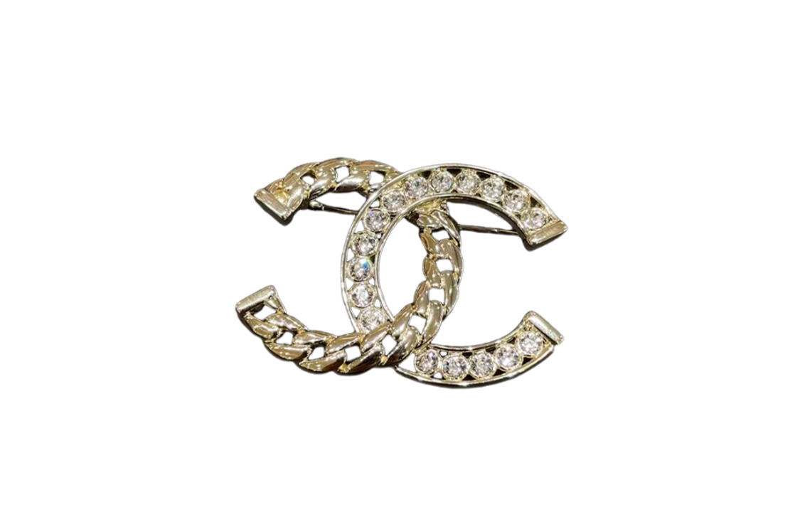 (Women) 【24P New】 CHANEL Double C Design Rhinestone Brooch Gold for Women AB-24P-013 圖 2