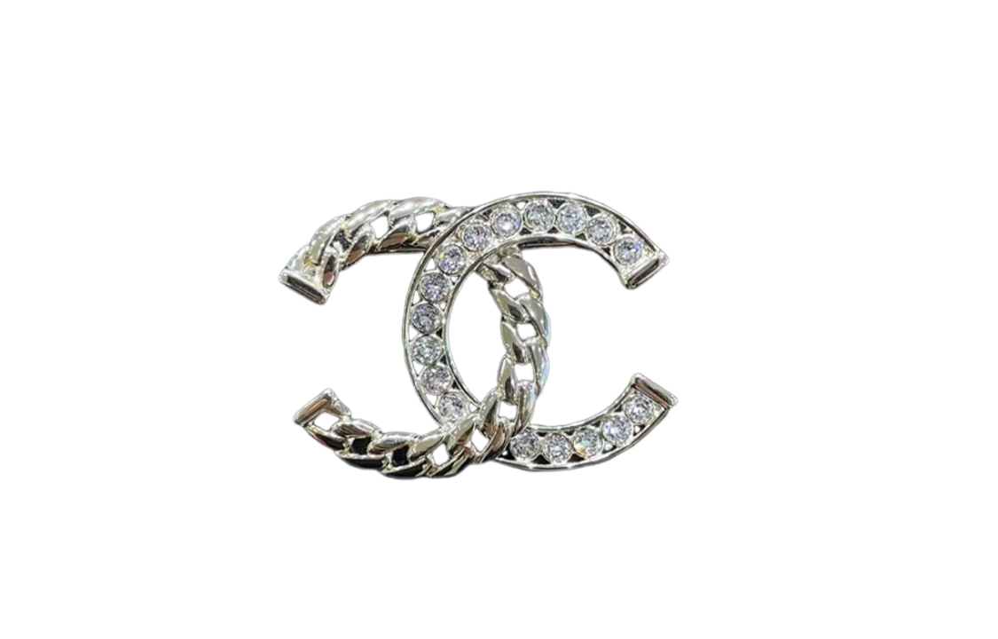 (Women) 【24P New】 CHANEL Double C Design Rhinestone Brooch Gold for Women AB-24P-013 圖 3