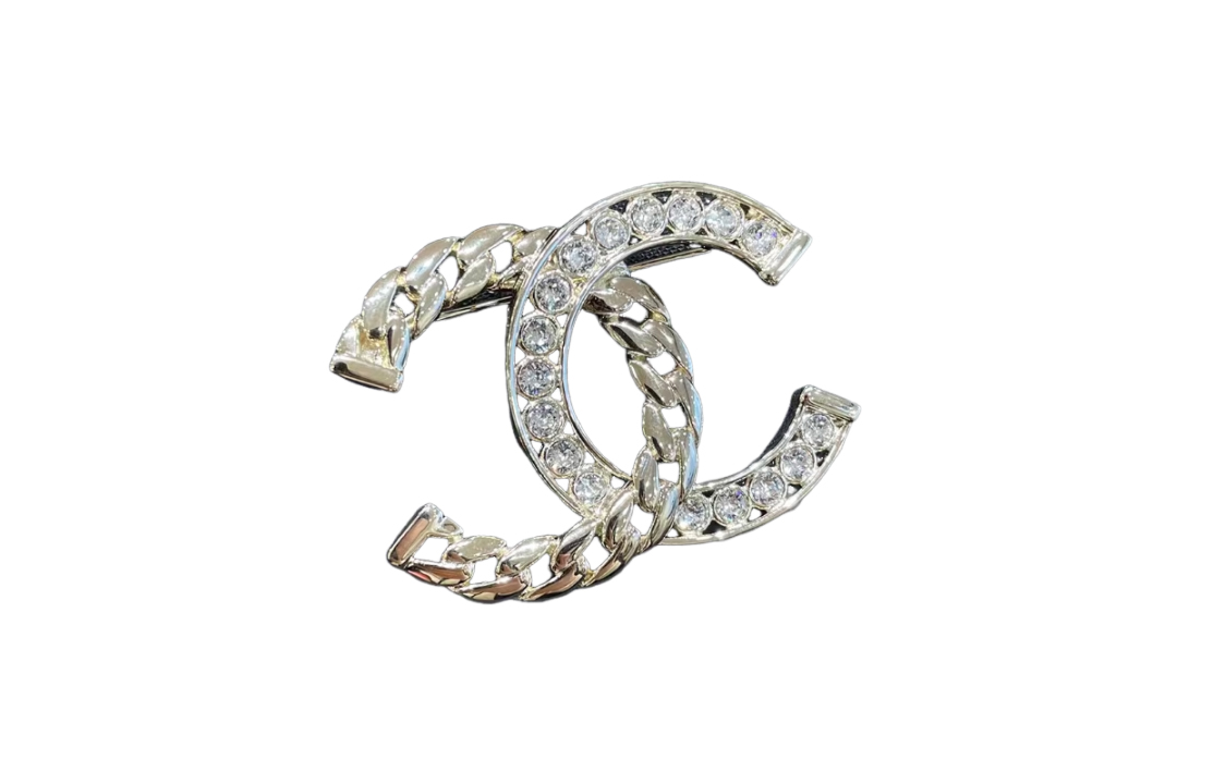 (Women) 【24P New】 CHANEL Double C Design Rhinestone Brooch Gold for Women AB-24P-013 圖 5