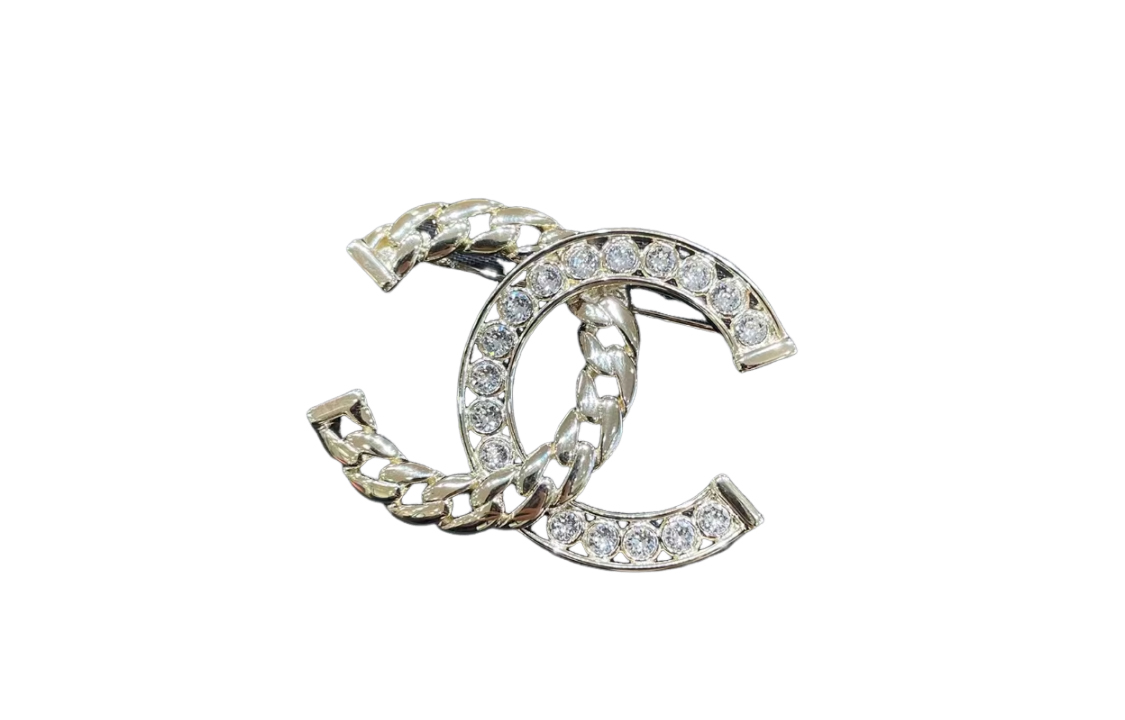 (Women) 【24P New】 CHANEL Double C Design Rhinestone Brooch Gold for Women AB-24P-013 圖 6
