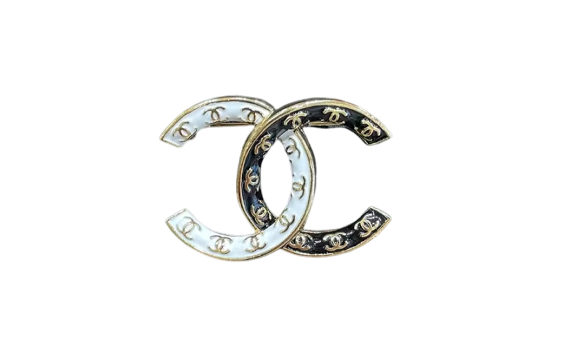 (Women) 【24P NEW】 CHANEL Double C Logo Brooch for Women - Gold, White, and Black. ABC990-B16125-NW385 圖 3