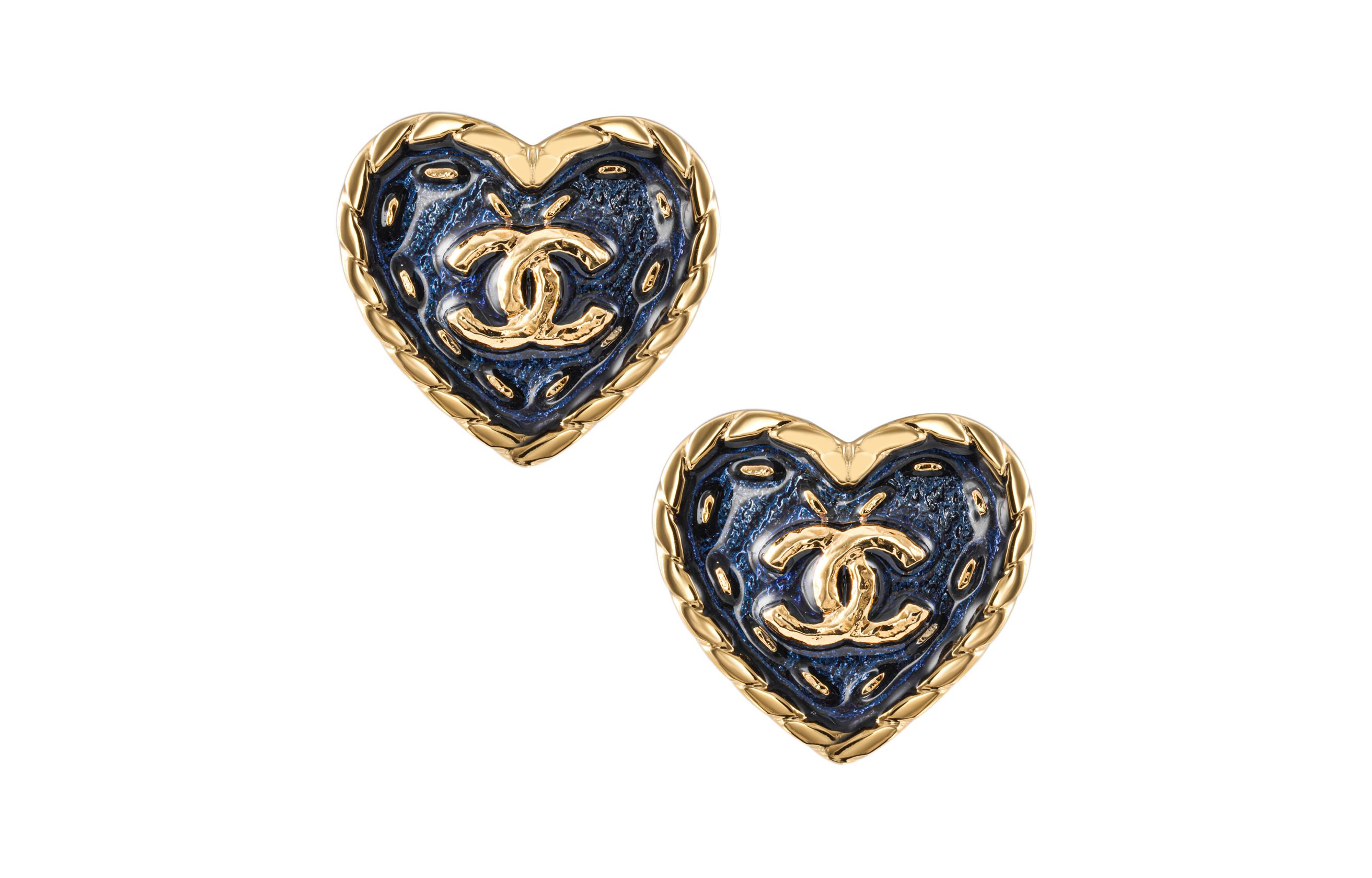 (Women) 【24P New】 CHANEL Gold Denim Heart Earrings for Women ABC742-B15375-NU456