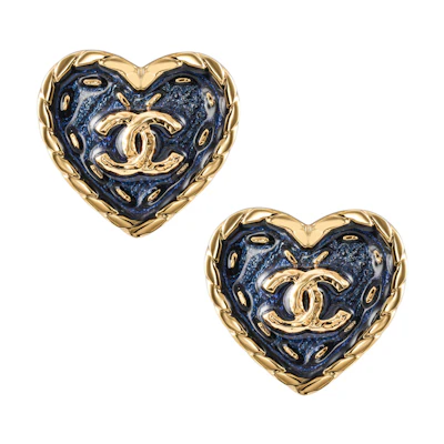 (Women) 【24P New】 CHANEL Gold Denim Heart Earrings for Women ABC742-B15375-NU456