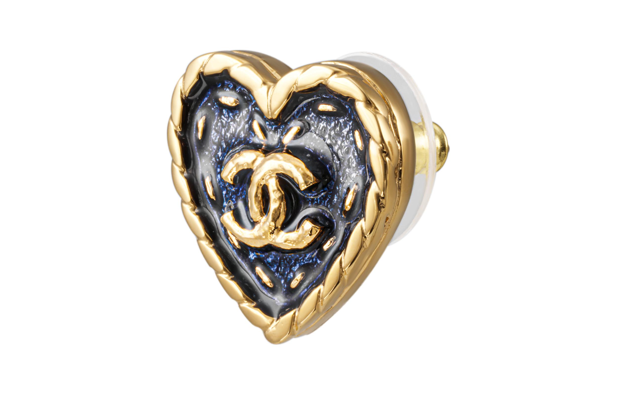 (Women) 【24P New】 CHANEL Gold Denim Heart Earrings for Women ABC742-B15375-NU456 圖 4