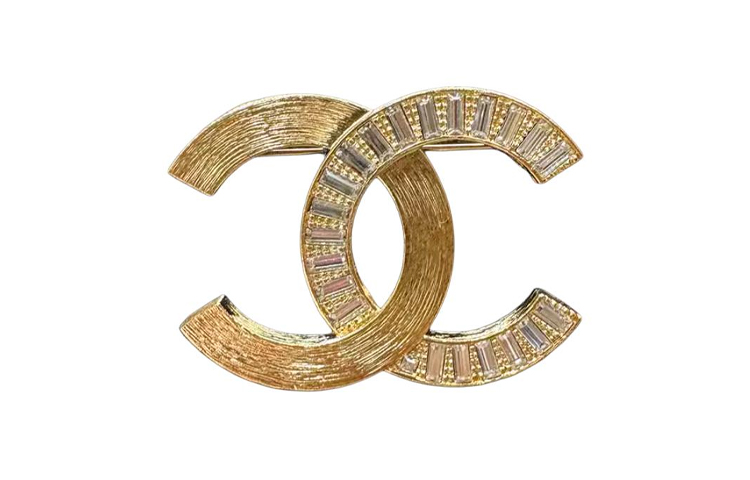 (Women) 【24S】 CHANEL Lava Double C Rhinestone Brooch Gold for Women ABD184B16634NY128
