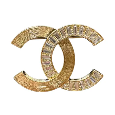 (Women) 【24S】 CHANEL Lava Double C Rhinestone Brooch Gold for Women ABD184B16634NY128
