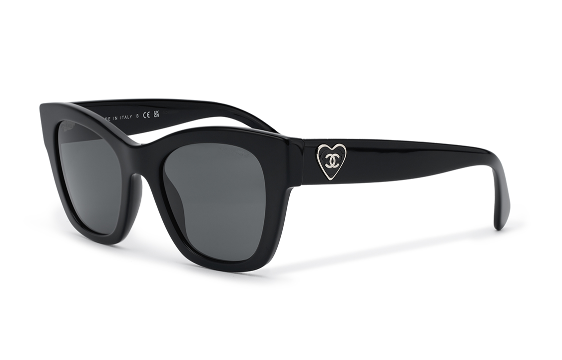 (Women) [Adjustable Prescription] CHANEL  Square Black Sunglasses with Heart Grey Lenses CH5478-C501 圖 2