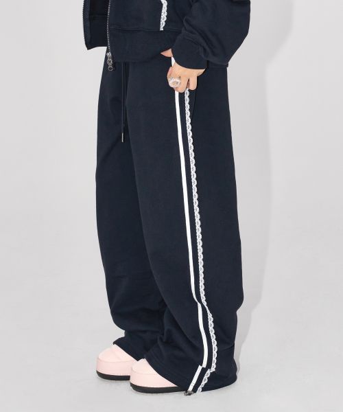 Purchase (Women) [Anedien x Yoohee] Lace Trimmed Track Pants - Navy YHPTGC008NA
